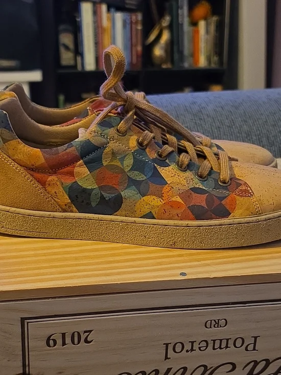 Handmade In Portugal VEGAN Multicolor Geometric Cork Sneakers Unworn