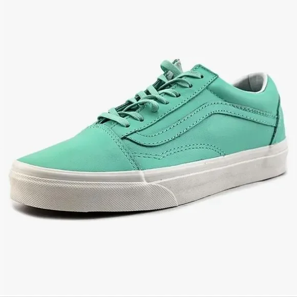 Vans Old Skool Pastel Pack Ice Green/Blanc Skate Shoes Leather 6.5 mens 8 womens