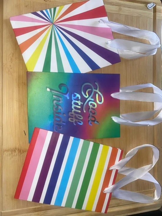 Rainbow Stripe Gift Bags - Multicolor Party Favor Bags