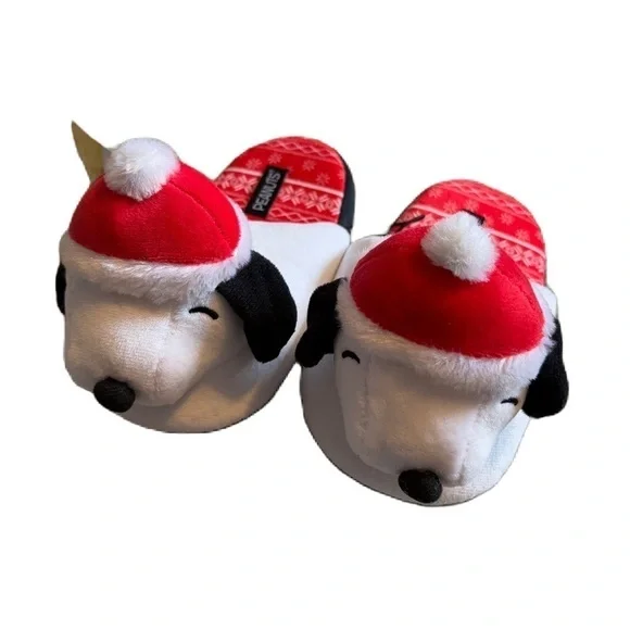 Peanuts Snoopy Christmas Slippers NEW 11/12 Red White Blue Santa Dog