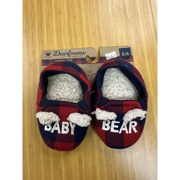 BABY BEAR Dearfoams Cozy Comfort Slippers w/ Ears Size 5/6 Limited Edition NEW!
