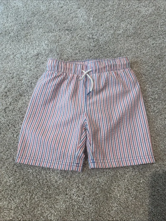 Old Navy Red and Blue Striped Drawstring Shorts