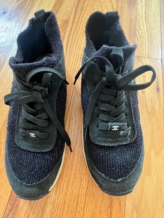Black Designer-Inspired Slip-On Sneakers Size 38