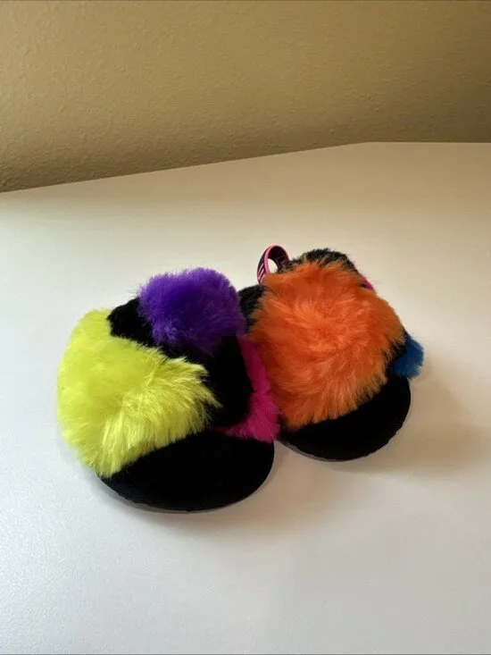 Ugg Fluff party slides/slippers for baby sz 04/05 colorful Hot Pink Orange Blue