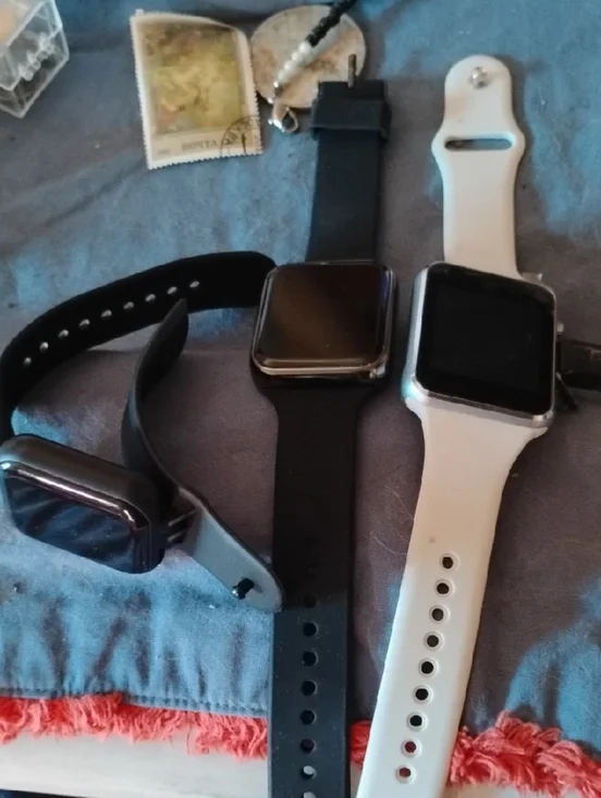 Smart Fitness Watches (3)- Black and White Silicone Bands