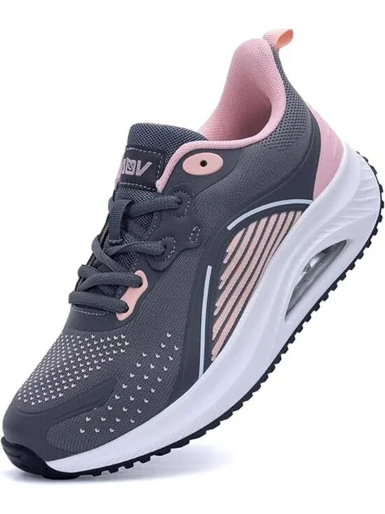 Women's Grey-pink Walking Shoes Orthotic Tennis Sneakers for Foot Pain Relief