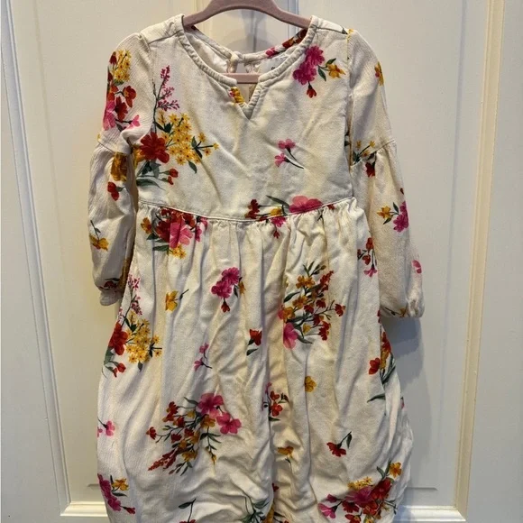 Old Navy 2T Girls White Multicolor Floral Long Sleeve Dress