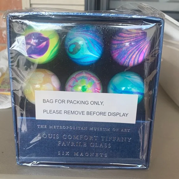 Favrile Glass Colorful Magnet Set - Blue/Green/Purple