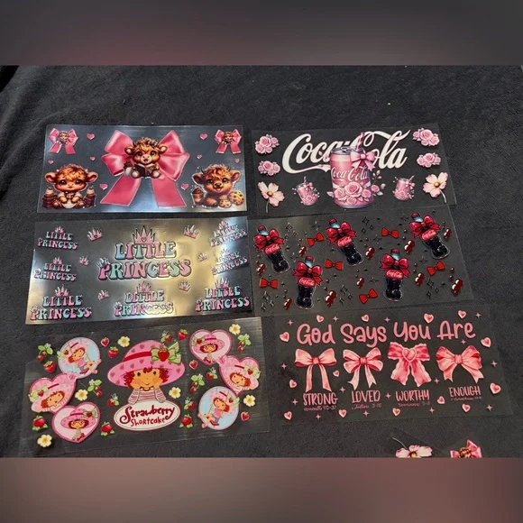 Pink Coca-Cola and Strawberry Shortcake Sticker Sheet Set - Kids Toys
