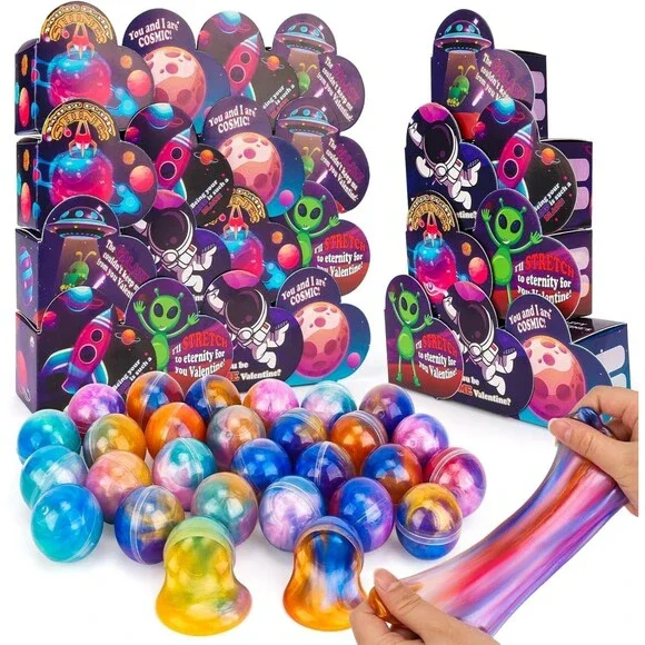 30 Pack School Gifts for Kids Galaxy Slime Ball Kits w/ Cards NEW