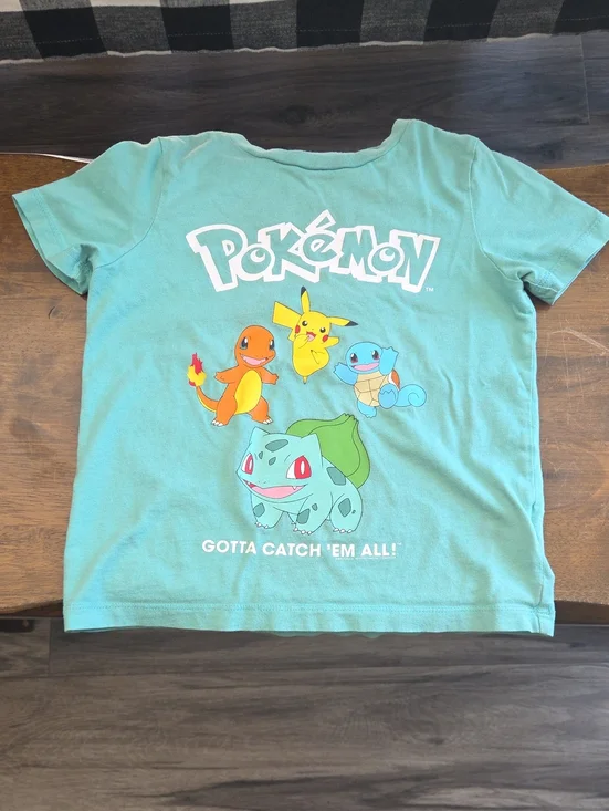 Kids Tee with Pikachu, Charmander, Squirtle & Bulbasaur - Mint