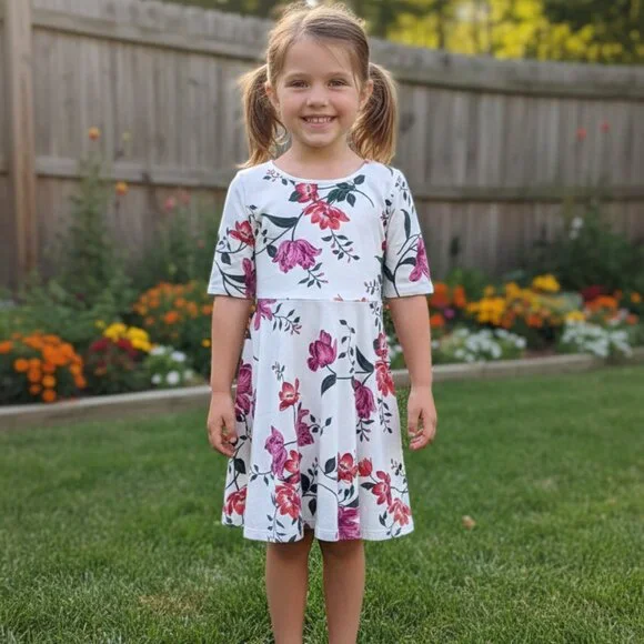 Old Navy floral print knit dress size Small 6/7