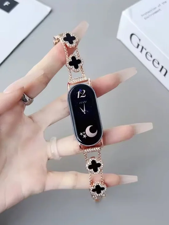 Xiamo mi Rose Gold Bracelet Strap with Black Clover Accents