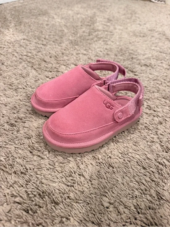 UGG Kids Pink Suede Clog Sandals