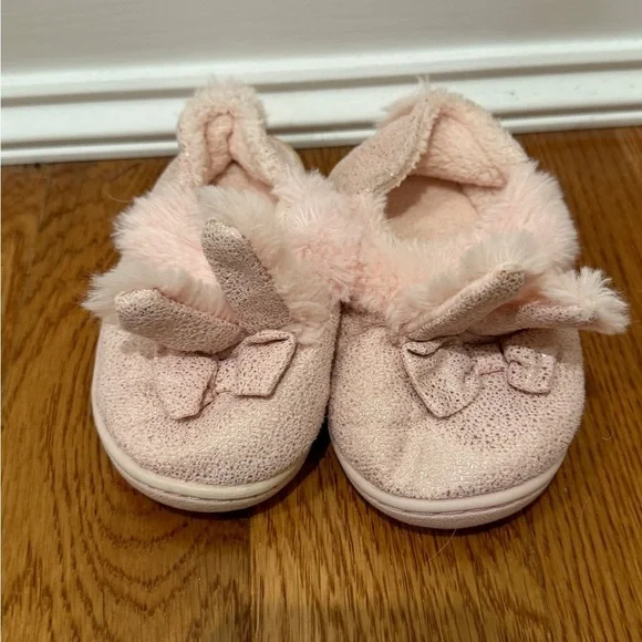 Wonder Nation Toddler Girls Size 7-8 Pink Bunny Slippers