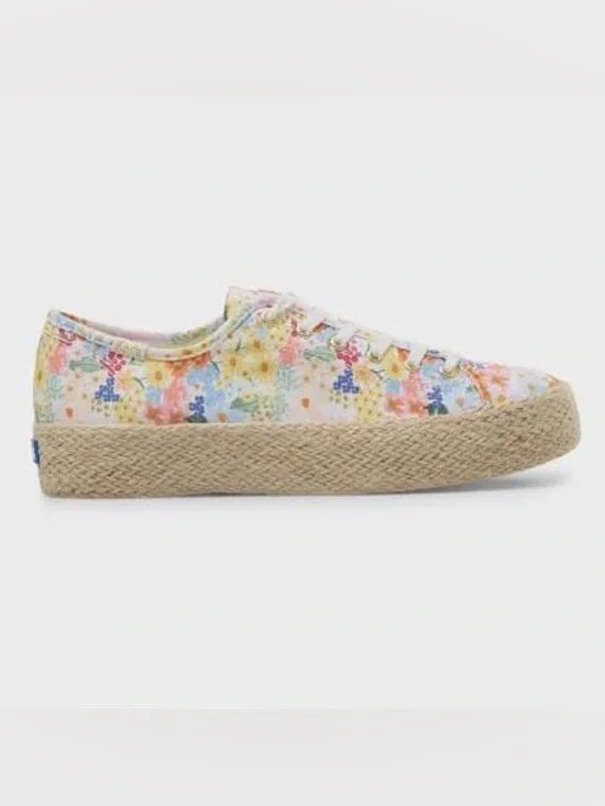Keds x Rifle Paper Co. Margaux Triple Kick Jute Sole Sneakers SZ 10 Summery Boho
