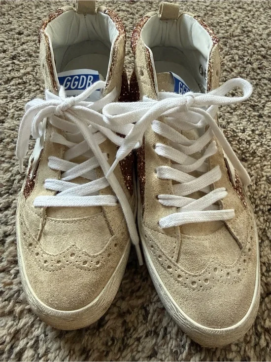 Golden Goose Women's Mid Star with pink glitter