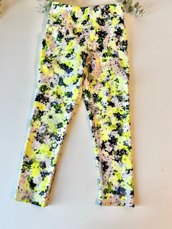 Old Navy Active Girls Go-Dry High Rise Floral Print Leggings 6/7