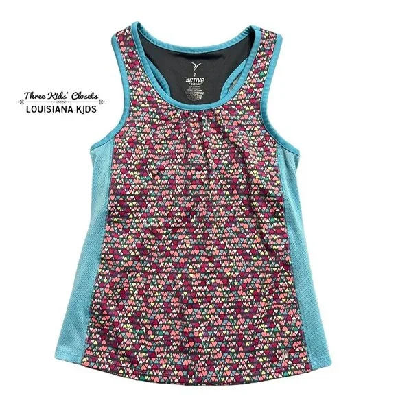 Old Navy Sz M (8) Colorful Hearts Active Racerback Tank