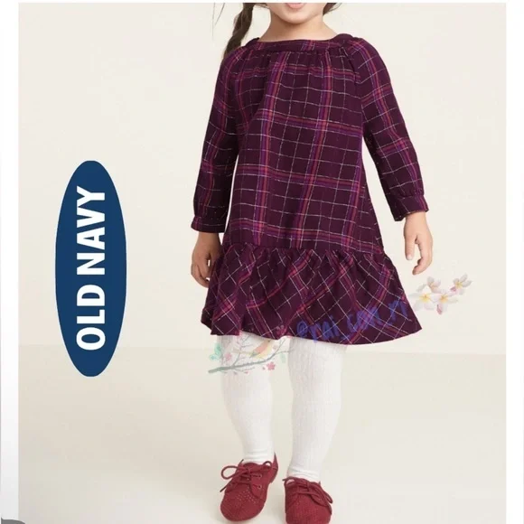 Old navy Metallic Plaid Dress 18-24 months