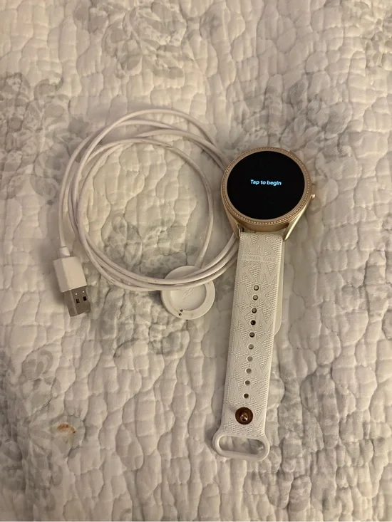 Michael Kors Gold Smartwatch with White Textured Silicone Band