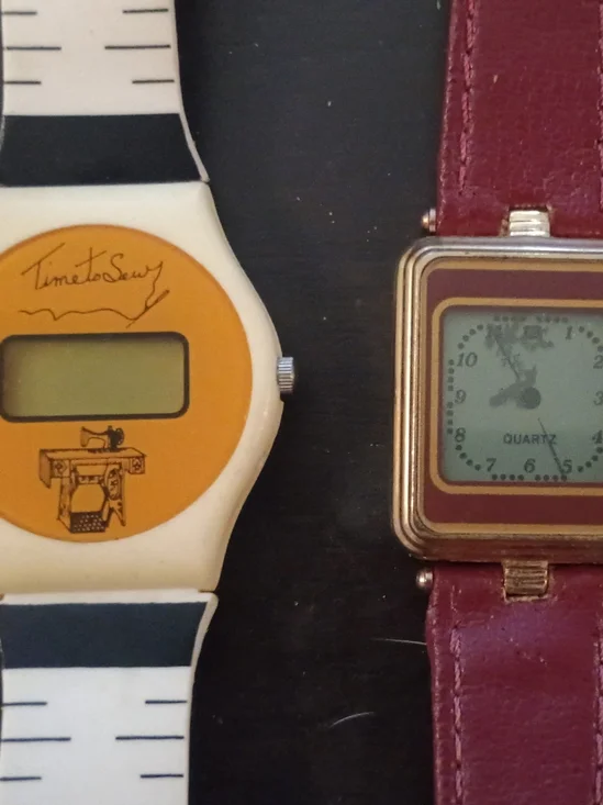 White and Orange Digital Watch