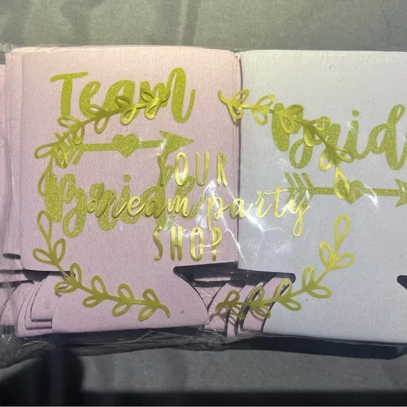 Pink and White Bridal Party Can Coolers