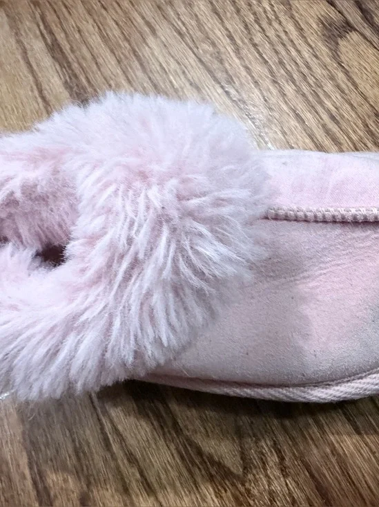 Kids Pink Faux-Fur Slip-On Shoe  Slipper | size 9 little girls