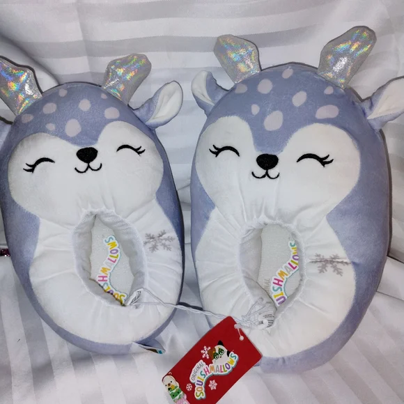 Squishmallow Cute Deer Plush Slippers 4-5