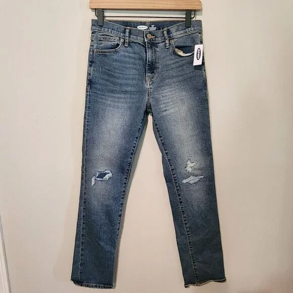 Old Navy boy sz 14 Karate Slim Jeans adjustable waist distressed New