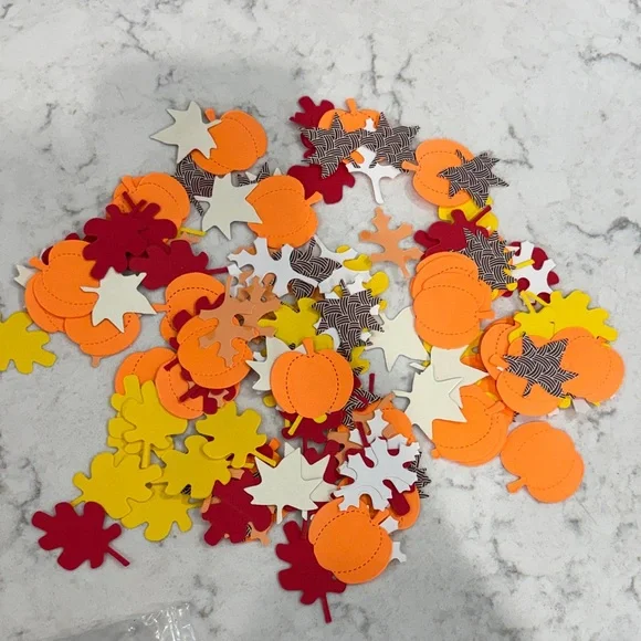Autumn Paper Confetti Mix - Orange, Yellow & Red Fall Leaves and Pumpkins
