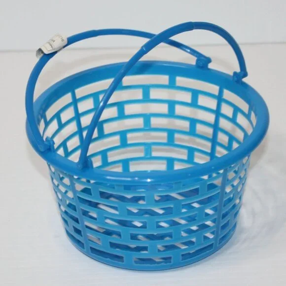 Oriental Trading Bright Blue Round Plastic Easter Basket Brand NEW
