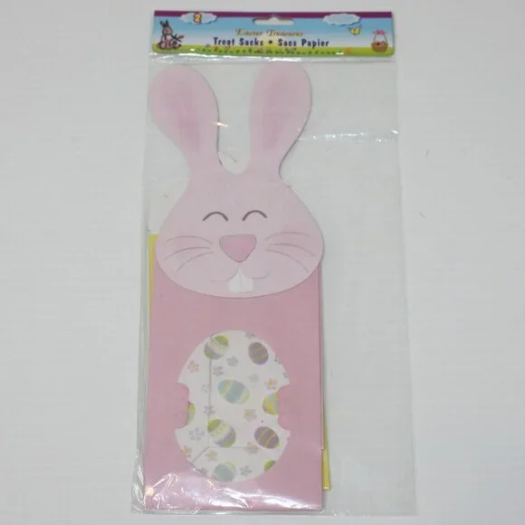 Easter Treasures Pink Bunny & Yellow Chick Treat Sacks Bags NEW in Package