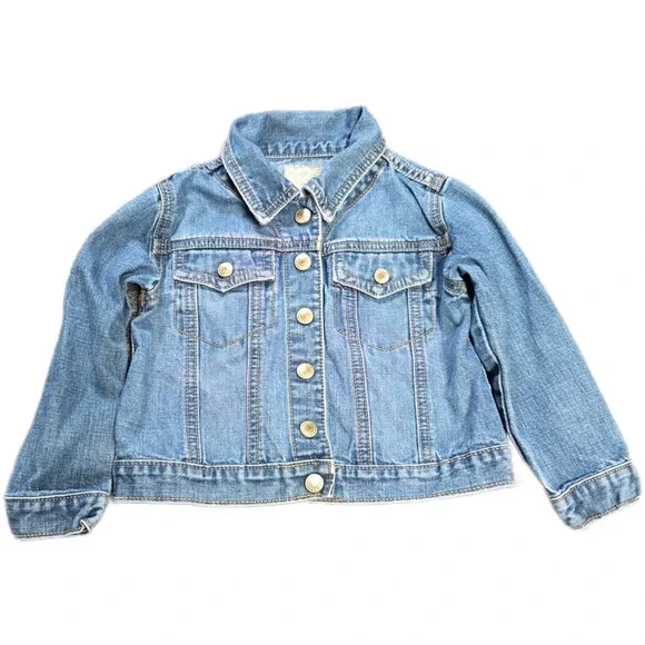 Old Navy Trucker Jacket Girl's Size‎ 3T Blue Denim Medium Wash 100% Cotton