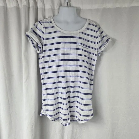 Old Navy Girls Size L Short Sleeve Round Neck Blue White Stripes
