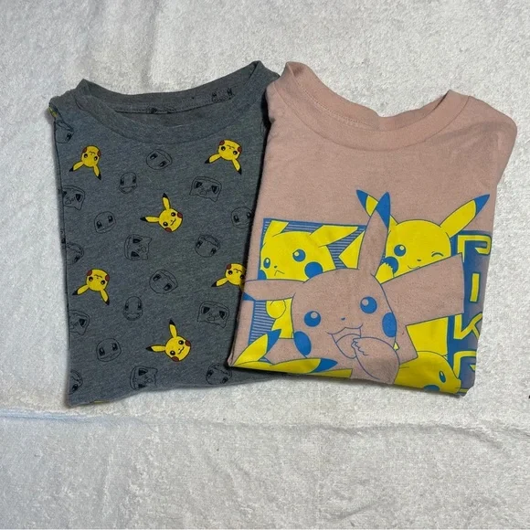 Old Navy Lot‎ Of 2 Pikachu Tee Gender Neutral Kids Size Small/medium Gray Pink