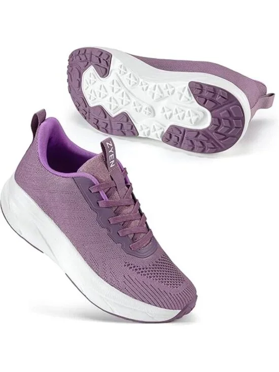 Women's Purple Walking Shoes Non-Slip Breathable Mesh Athletic Sneakers