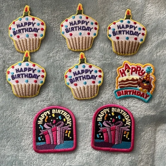 Happy Birthday Embroidered Patch Set of 8 - Multicolor