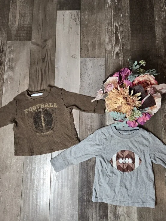 Amy Coe & Old Navy Boys Long‑Sleeve Football Tops 2‑Pack – 18m/18–24m