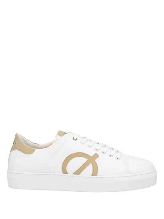 LOQ White Canvas Low-Top Sneakers with Gold Trim