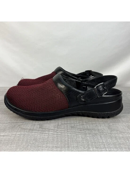 Drew Savannah Women's Orthopedic Clog Burgundy Wavy Stretch 11