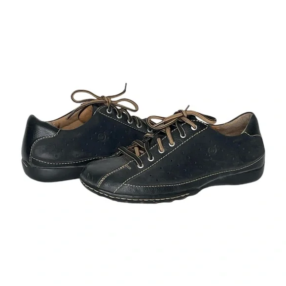Born Womens Size 7 Hawkeye Black Leather Lace Up Shoes