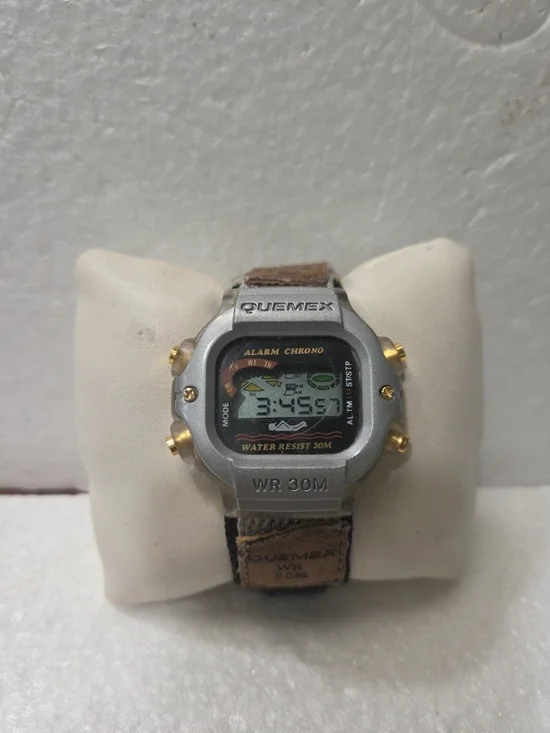 WR 30M Digital Alarm Chrono Watch - Silver Case with Brown Strap