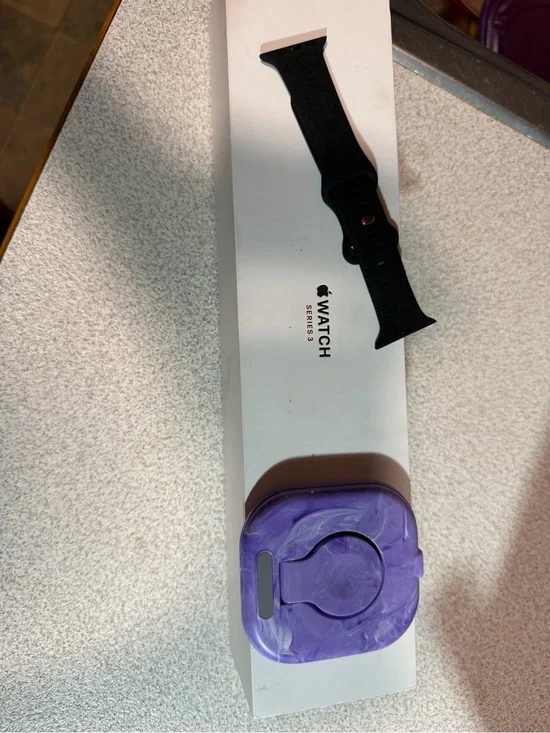 Apple Series 3 Original Black Silicone Watch Band with wireless charger