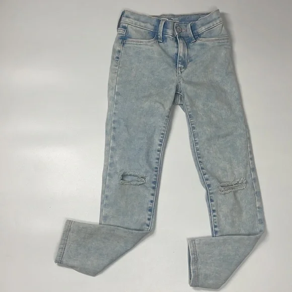 Old Navy High Rise Ballerina Jeggings Jeans Light Wash Distressed Girls Size 8