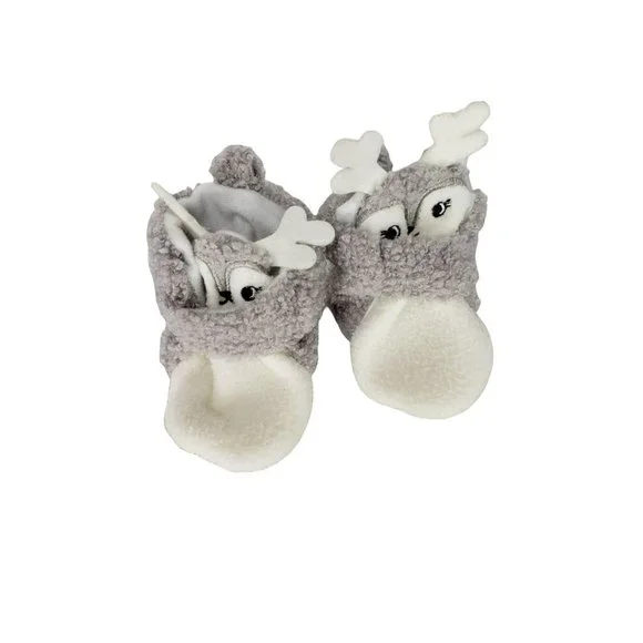Gray and White‎ Girls Deer Slippers