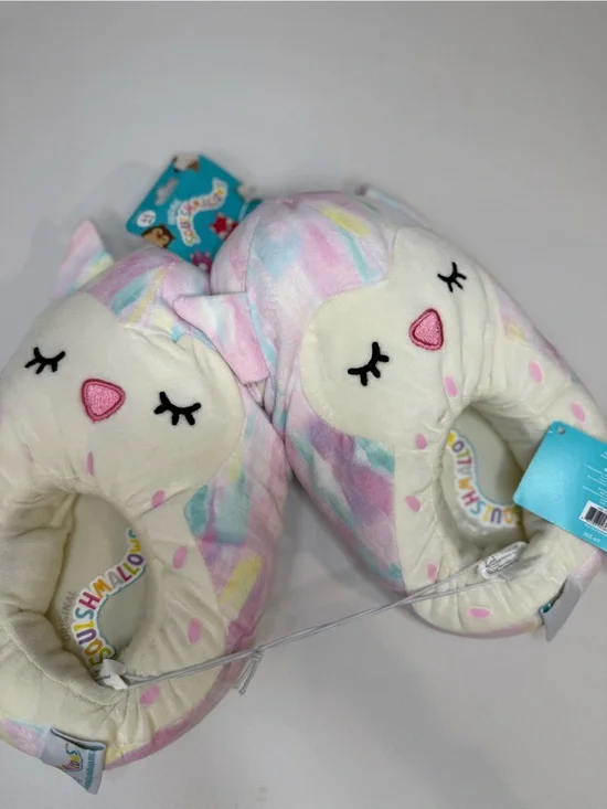 Squishmallows Pastel Owl Plush Slippers Size 4-5 NWT
