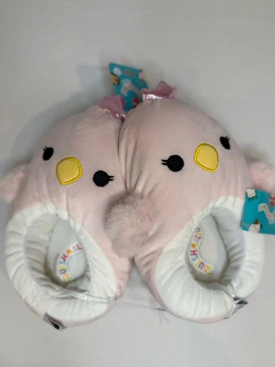 Squishmallows Pink Chick Plush Slippers Size 4-5 NWT