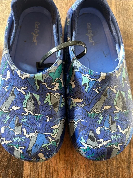 Cat & Jack Blue & Aqua Shark Print Slip-On Shoes