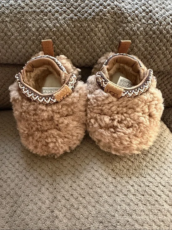 UGG Baby Shearling Slip-On Booties - Chestnut Tan